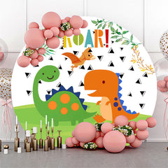 Lofaris Little Cute Dinosaur Round Happy Birthday Backdrop Kit