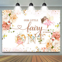 Lofaris Little Fairy Floral Glitter 1st Birthday Backdrop