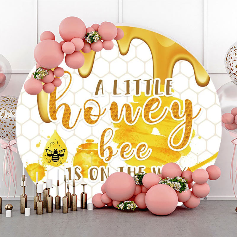 Lofaris Little Honey Bee Honeycomb Round Baby Shower Backdrop