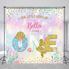 Lofaris Little Mermaid Bokeh Custom 1st Birthday Backdrop