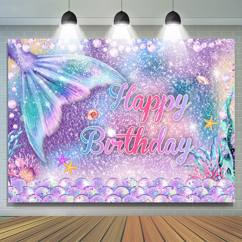 Lofaris Little Mermaid Pearls Absract Texture Birthday Backdrop