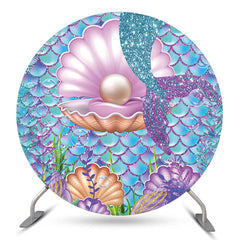 Lofaris Little Mermaid Tail Pearl Round Party Backdrop