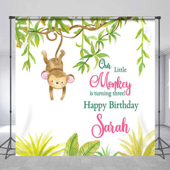 Lofaris Little Monkey Turing Three Custom Birthday Backdrop