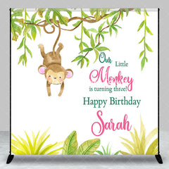 Lofaris Little Monkey Turing Three Custom Birthday Backdrop