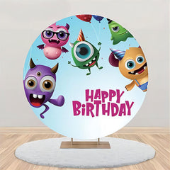 Lofaris Little Monster Cute Sky Round Birthday Backdrop