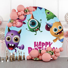 Lofaris Little Monster Cute Sky Round Birthday Backdrop