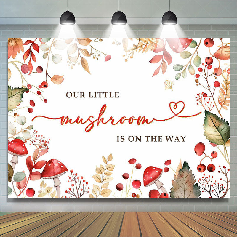 Lofaris Little Mushroom Is On The Way Baby Shower Backdrop