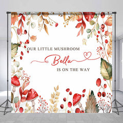 Lofaris Little Mushroom Leaves Custom Baby Shower Backdrop