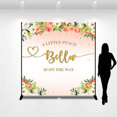 Lofaris Little Peach Floral Custom Name Baby Shower Backdrop