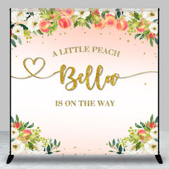 Lofaris Little Peach Floral Custom Name Baby Shower Backdrop