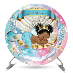 Lofaris Little Princess Mermaid Round Baby Shower Backdrop