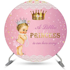 Lofaris Little Princess Pink Lace Round Baby Shower Backdrop