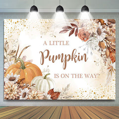 Lofaris Little Pumpkin Floral Autumn Baby Shower Backdrop