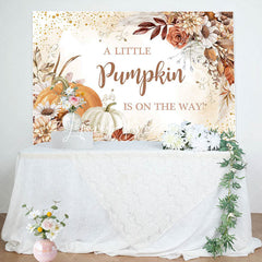 Lofaris Little Pumpkin Floral Autumn Baby Shower Backdrop