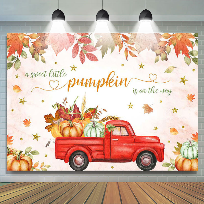 Lofaris Little Pumpkin Red Car Autumn Baby Shower Backdrop