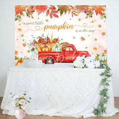 Lofaris Little Pumpkin Red Car Autumn Baby Shower Backdrop