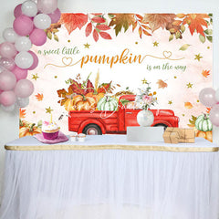 Lofaris Little Pumpkin Red Car Autumn Baby Shower Backdrop