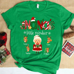 Lofaris Little Reindeer Customized Name Christmas T-Shirt