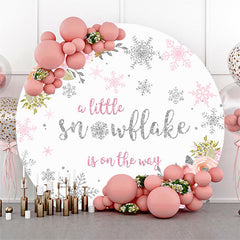 Lofaris Little Snowflake Floral Round Baby Shower Backdrop