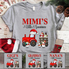 Lofaris Little Snowmen Trator Custom Name Christmas T-Shirt