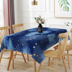 Lofaris Little Star Dark Blue Night Rectangle Tablecloth