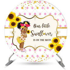 Lofaris Little Sunflower Round Girl Baby Shower Backdrop