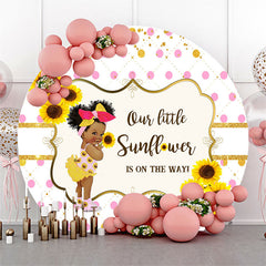 Lofaris Little Sunflower Round Girl Baby Shower Backdrop