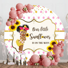 Lofaris Little Sunflower Round Girl Baby Shower Backdrop