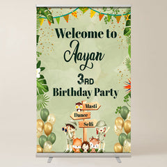 Lofaris Little Tropical Explorer Animals Birthday Welcome Sign