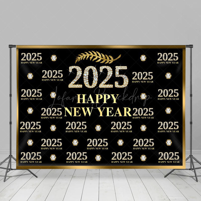 Lofaris 2025 Happy New Year Golden Balloons Party Backdrop