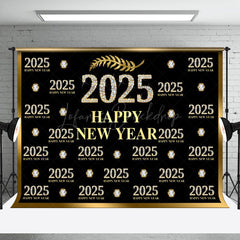 Lofaris 2025 Happy New Year Golden Balloons Party Backdrop