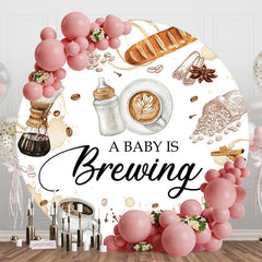 Lofaris A Baby Is Brewing Coffee Round Gender Reveal Backdrop