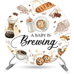 Lofaris A Baby Is Brewing Coffee Round Gender Reveal Backdrop