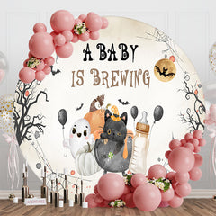 Lofaris A Baby Is Brewing Ghost Halloween Round Backdrop