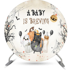 Lofaris A Baby Is Brewing Ghost Halloween Round Backdrop