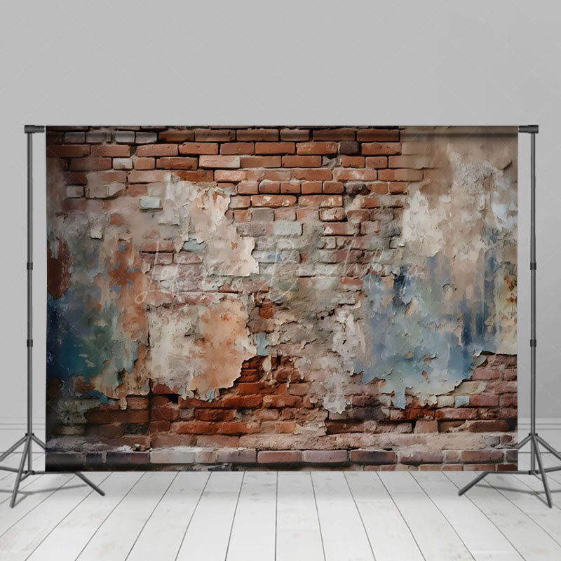 Lofaris Abandoned Brick Wall Peeling Plaster Cracks Backdrop