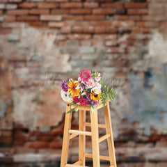 Lofaris Abandoned Brick Wall Peeling Plaster Cracks Backdrop