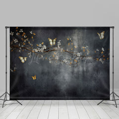 Lofaris Abstract Black Wall Floral Branch Butterfly Backdrop