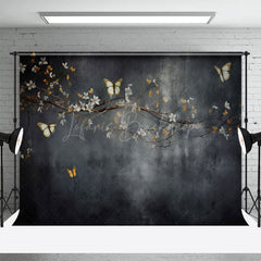 Lofaris Abstract Black Wall Floral Branch Butterfly Backdrop