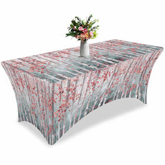 Lofaris Abstract Forest Tree Branch Pink Leaves Stretch Table Cover