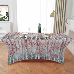 Lofaris Abstract Forest Tree Branch Pink Leaves Stretch Table Cover