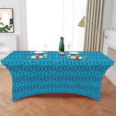 Lofaris Abstract Geometric Wave Line Block Stretch Table Cover