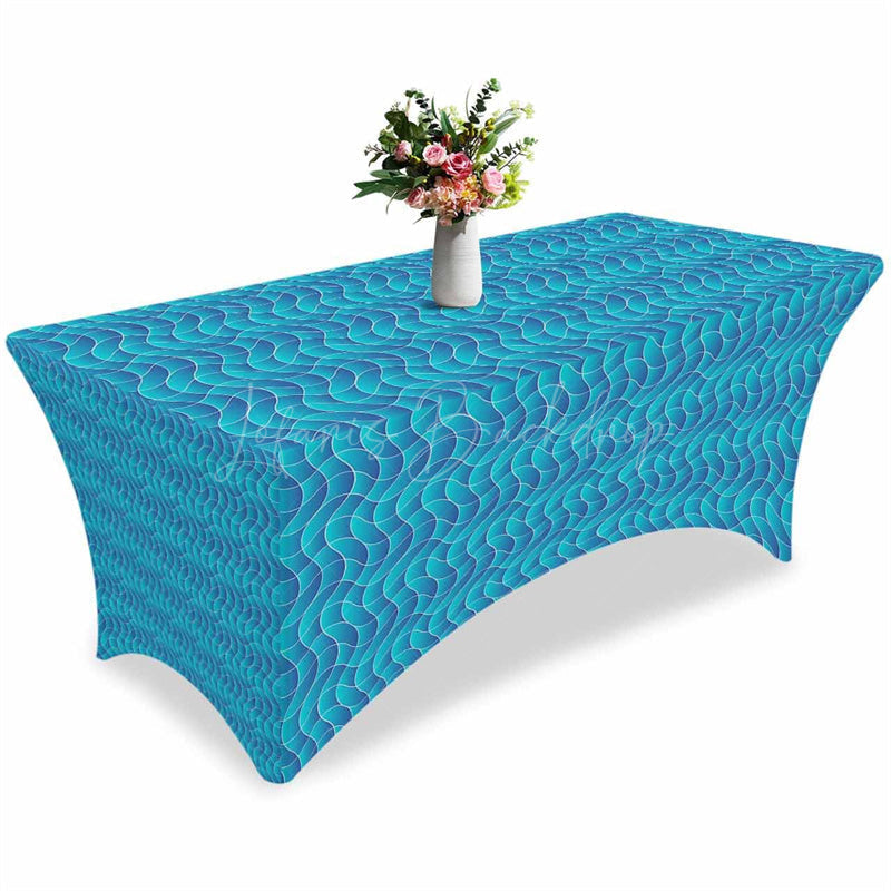 Lofaris Abstract Geometric Wave Line Block Stretch Table Cover