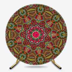 Lofaris Abstract Green Red Pattern Round Ethiopian Backdrop