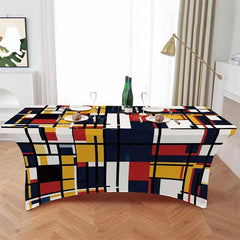 Lofaris Abstract Mondrian Color Block Fitted Stretch Table Cover