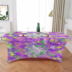 Lofaris Abstract Oil Painting Art Color Block Stretch Table Cover