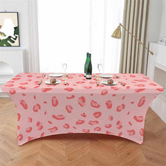 Lofaris Abstract Pink Leopard Texture Stretch Table Cover