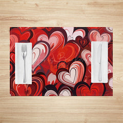 Lofaris Abstract Red Love Valentines Day Set Of 4 Placemats