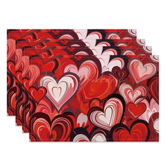 Lofaris Abstract Red Love Valentines Day Set Of 4 Placemats