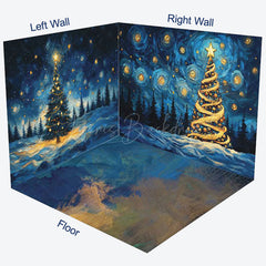 Lofaris Abstract Star Night Tree Christmas Room Set Backdrop